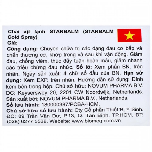 Chai xịt lạnh Starbalm Cold Spray làm giảm đau, chống viêm (150ml) 3