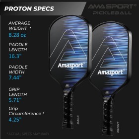 Vợt Pickleball AMASPORT PROTON Carbon Friction Textured Surface (230gr)-PA016-BBW 0