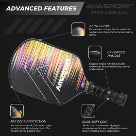 Vợt Pickleball AMASPORT PROTON Carbon Friction Textured Surface (230gr)-PA016-YPB 0