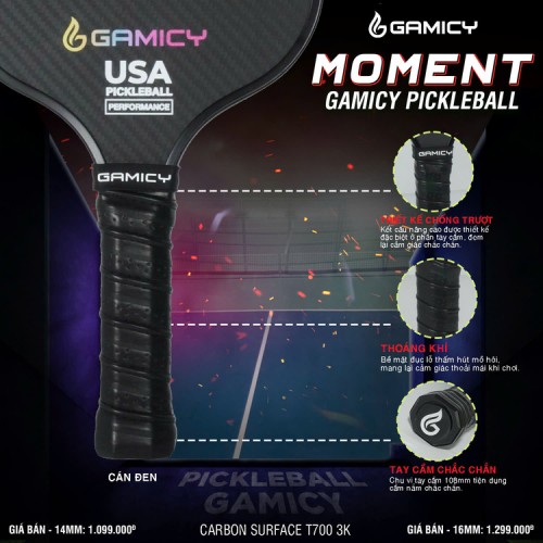 Vợt Pickleball Kaiwin Gamicy Moment T700 16mm 7